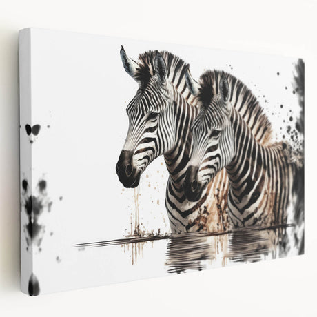 Zebra wall art featuring a vibrant, colorful design on stretched canvas, ideal for modern decor. Showcases detailed zebra patterns against a neutral background, perfect for animal lovers.