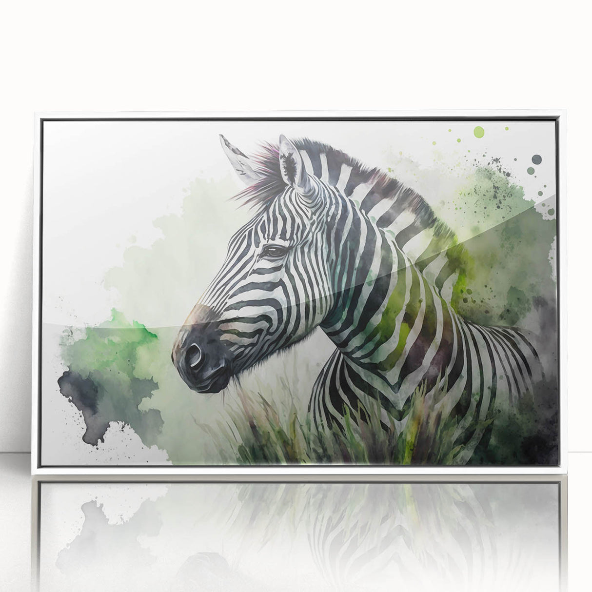 Framed acrylic wall art featuring a striking zebra design, showcasing intricate black and white stripes, perfect for modern decor. Ideal for animal lovers.