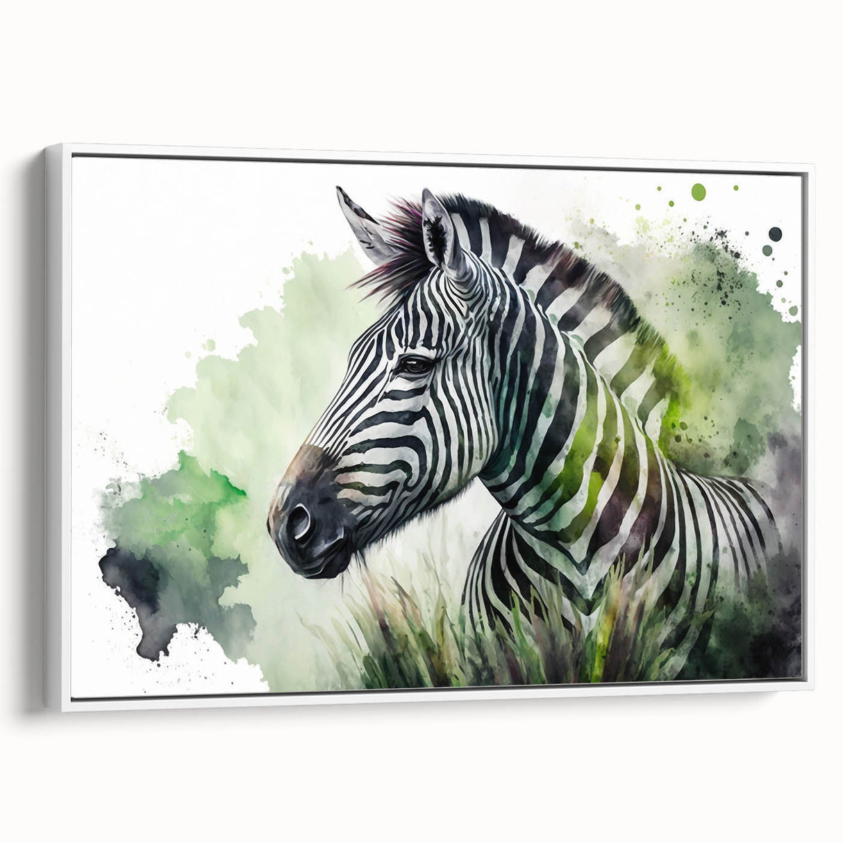 Framed canvas wall art showcasing a striking zebra design in vibrant black and white hues, perfect for adding a wildlife theme to modern decor. Ideal for animal lovers and nature enthusiasts.