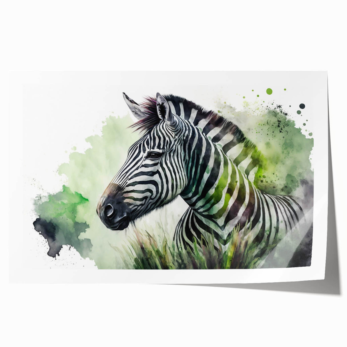 Zebra-themed wall art print showcasing striking black and white stripes, ideal for modern decor. The rolled design allows for easy framing and display.