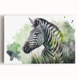 Vibrant zebra design stretched canvas wall art showcasing bold black and white stripes, perfect for enhancing modern decor in any room.