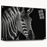 Side view of a zebra-themed acrylic wall art piece from the "Animals - A Wild Life" collection, showcasing vibrant colors and detailed design, perfect for animal lovers' decor.