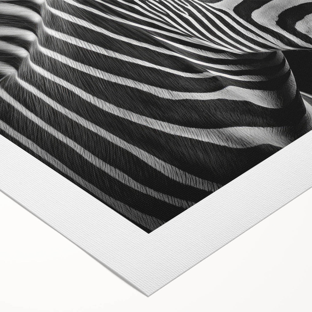 Zebra design rolled canvas wall art showcasing vibrant black and white stripes, perfect for wildlife enthusiasts. Ideal for home decor or gifting.