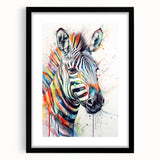 Black-framed wall art collection featuring a striking zebra design, elegantly matted for a refined look, perfect for wildlife enthusiasts and modern decor.