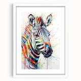 Zebra-themed wall art collection framed with a white mat, showcasing a striking design that captures the essence of wildlife, perfect for home decor enthusiasts.
