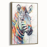 Framed wall art depicting a striking zebra design in gold tones, showcasing intricate patterns and textures, ideal for enhancing modern decor with a touch of wildlife elegance.