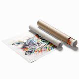 Zebra wall art print showcasing a striking black and white design, perfect for adding a contemporary touch to home decor. Ideal for animal lovers and interior design enthusiasts.