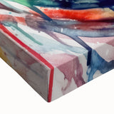 Close-up of a vibrant zebra design stretched canvas wall art piece, showcasing intricate black and white stripes with a textured surface, perfect for wildlife-themed decor.