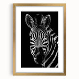 Framed wall art collection featuring a striking zebra design, with a gold frame and matting, ideal for animal-themed decor in modern interiors.