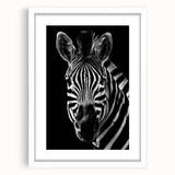 Zebra-themed wall art collection featuring a framed design with a white mat, showcasing intricate patterns and textures, perfect for enhancing modern decor.