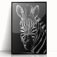 Framed acrylic wall art featuring a striking black and white zebra design, perfect for adding a touch of wildlife elegance to any decor. Ideal for animal lovers and modern interiors.