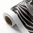 Vibrant rolled canvas artwork showcasing a striking zebra design, perfect for wildlife-themed décor, featuring bold colors and intricate details, ideal for enhancing any living space.