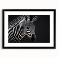 Black-framed wall art collection featuring a vibrant zebra design, set in a stylish mat, perfect for animal lovers and modern decor enthusiasts.