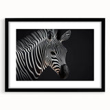 Black-framed wall art collection featuring a vibrant zebra design, set in a stylish mat, perfect for animal lovers and modern decor enthusiasts.