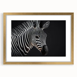 Gold-framed wall art collection showcasing a vibrant zebra design, elegantly matted, perfect for adding a touch of wildlife-inspired decor to any space.