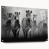 Acrylic wall art featuring a striking zebra design in a side view, showcasing bold black and white stripes, perfect for adding a modern touch to home decor.
