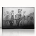Framed acrylic wall art showcasing a striking black and white zebra design, perfect for modern home decor, emphasizing wildlife aesthetics and artistic elegance.