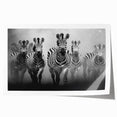Zebra-themed wall art print showcasing a vibrant black and white design, rolled for easy display, perfect for enhancing modern home decor with wildlife aesthetics.