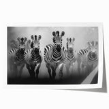 Zebra-themed wall art print showcasing a vibrant black and white design, rolled for easy display, perfect for enhancing modern home decor with wildlife aesthetics.