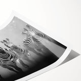 Zebra wall art print showcasing a vibrant, detailed design with bold black and white stripes, perfect for adding a touch of wildlife decor to any space.