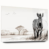 Acrylic glass wall art showcasing a striking zebra design, highlighting its bold black and white stripes, ideal for animal lovers and modern decor enthusiasts.
