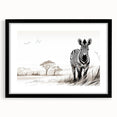 Framed wall art featuring a striking black and white zebra design, showcasing intricate details and textures, perfect for wildlife enthusiasts and modern decor.