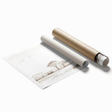 Zebra-patterned wall art print showcasing a vibrant black and white design, rolled for easy display, perfect for adding a touch of wildlife decor to any space.