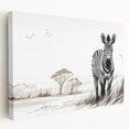 Stretched canvas wall art featuring a striking side view of a zebra in a vibrant, colorful design, perfect for adding a touch of wildlife-inspired decor to any room.