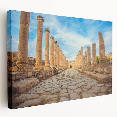 Large canvas print of ancient architectural ruins in earthy tones, suitable for kitchen wall art.