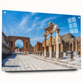 Acrylic print of ancient ruins in muted earth tones, suitable for dining room or bedroom decor.