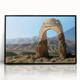 Large abstract wall art depicting ancient ruins in muted earth tones, framed in black acrylic, suitable for modern decor.