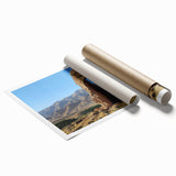 Rolled print of ancient ruins in muted earth tones, ideal for classy bathroom wall art.