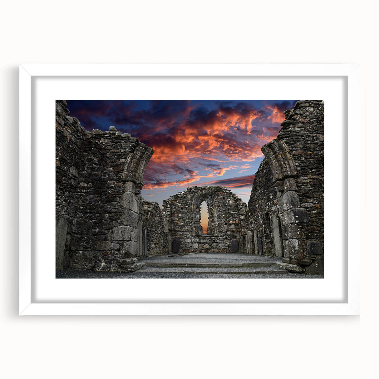 Extra large wall art featuring abstract prints of ancient ruins in muted earth tones on a textured canvas.