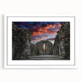 Extra large wall art featuring abstract prints of ancient ruins in muted earth tones on a textured canvas.