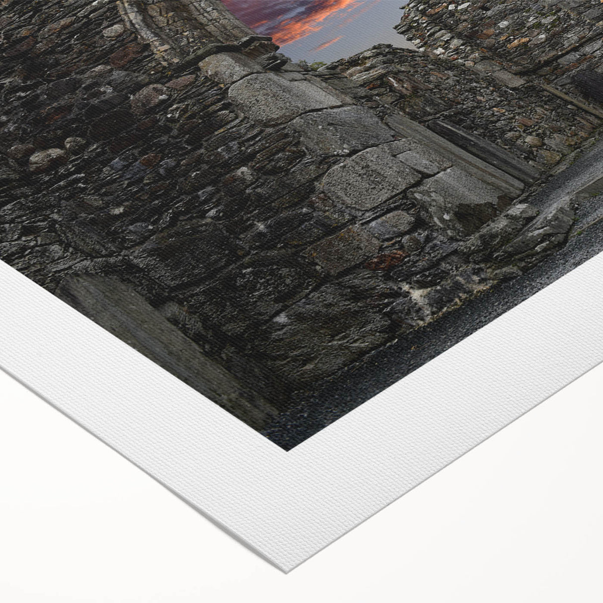 Art deco poster of ancient ruins in muted beige and brown, rolled canvas, suitable for dining room wall art.
