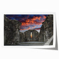 Rolled print of ancient ruins in muted earth tones, ideal for art wall dining room or classy bathroom wall art.
