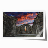 Rolled print of ancient ruins in muted earth tones, ideal for art wall dining room or classy bathroom wall art.