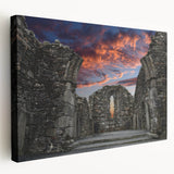 Large print of ancient ruins in neutral tones on stretched canvas, suitable for kitchen wall art.