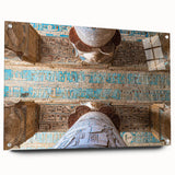 Acrylic print of ancient ruins in muted earth tones, ideal for dining room or bedroom decor.