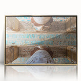Acrylic print of ancient ruins in gold frame, featuring mid-century modernist style, suitable for modern art wall decor.