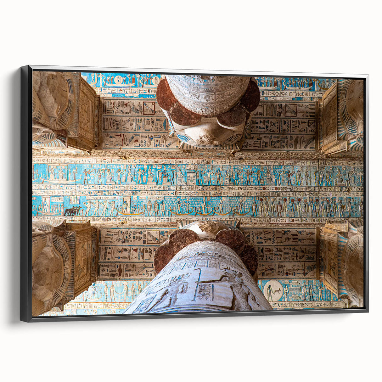 Black and white framed canvas of ancient ruins, ideal for bedroom wall decor with a vintage poster art style.