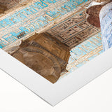 Art deco poster featuring ancient ruins in muted earth tones on rolled canvas, suitable for dining room decor.