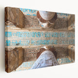 Side view of a large canvas print depicting ancient architectural ruins in neutral tones, ideal for kitchen wall art.