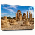 Acrylic print of ancient ruins in muted earth tones, ideal for dining room decor.