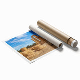 Extra large rolled print of ancient ruins in muted earth tones, suitable for classy bathroom or large living room decor.