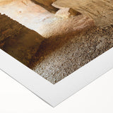 Art deco poster of ancient ruins in muted earth tones on rolled canvas, suitable for dining room wall.