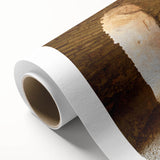 Art deco poster of ancient ruins in muted earth tones on rolled canvas, ideal for nursery wall art or dining room decor.