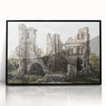 Large abstract wall art of ancient ruins in muted gray tones on framed acrylic, ideal for modern art wall decor.