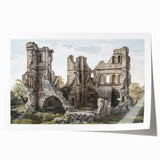 Extra large rolled print depicting ancient ruins in muted earth tones, ideal for art wall dining room.