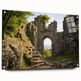 Acrylic glass print of ancient ruins in neutral tones, suitable for bedroom or dining room decor.
